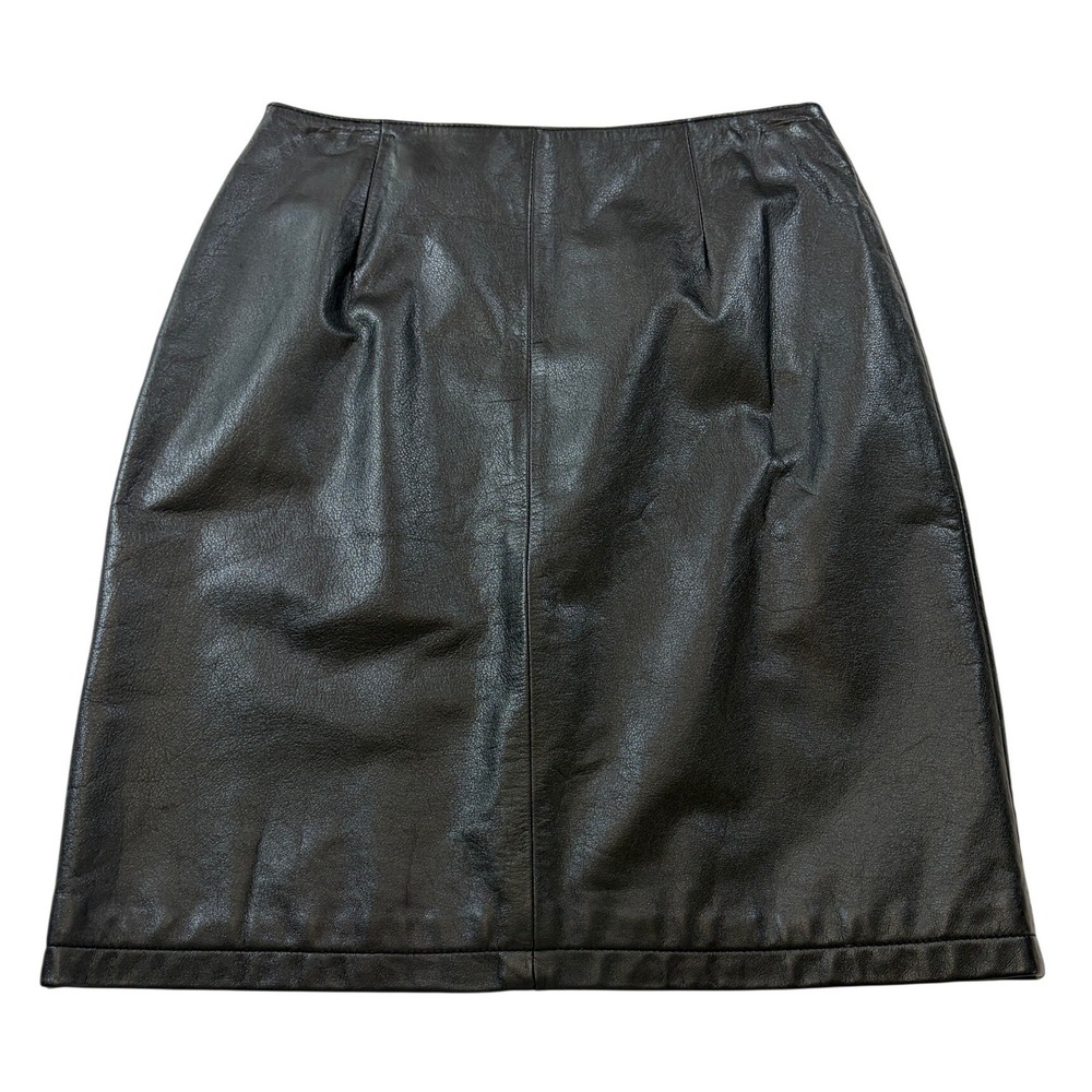 Wilsons Leather Maxima Black Leather Pencil Skirt Size 8 Knee Length Lined Slit